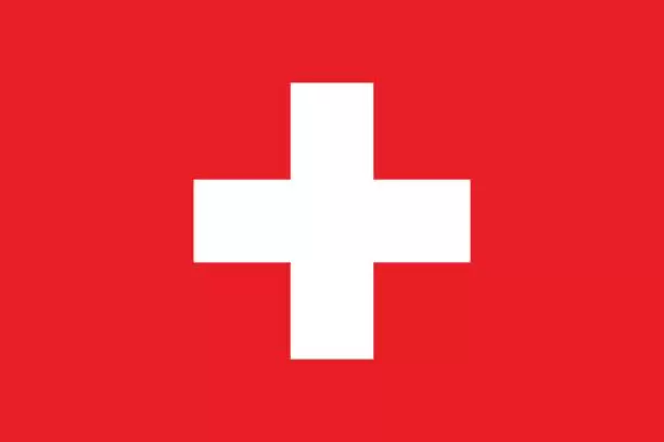 Flag design. Swiss flag on the white background, isolated flat layout for your designs. Vector illustration.